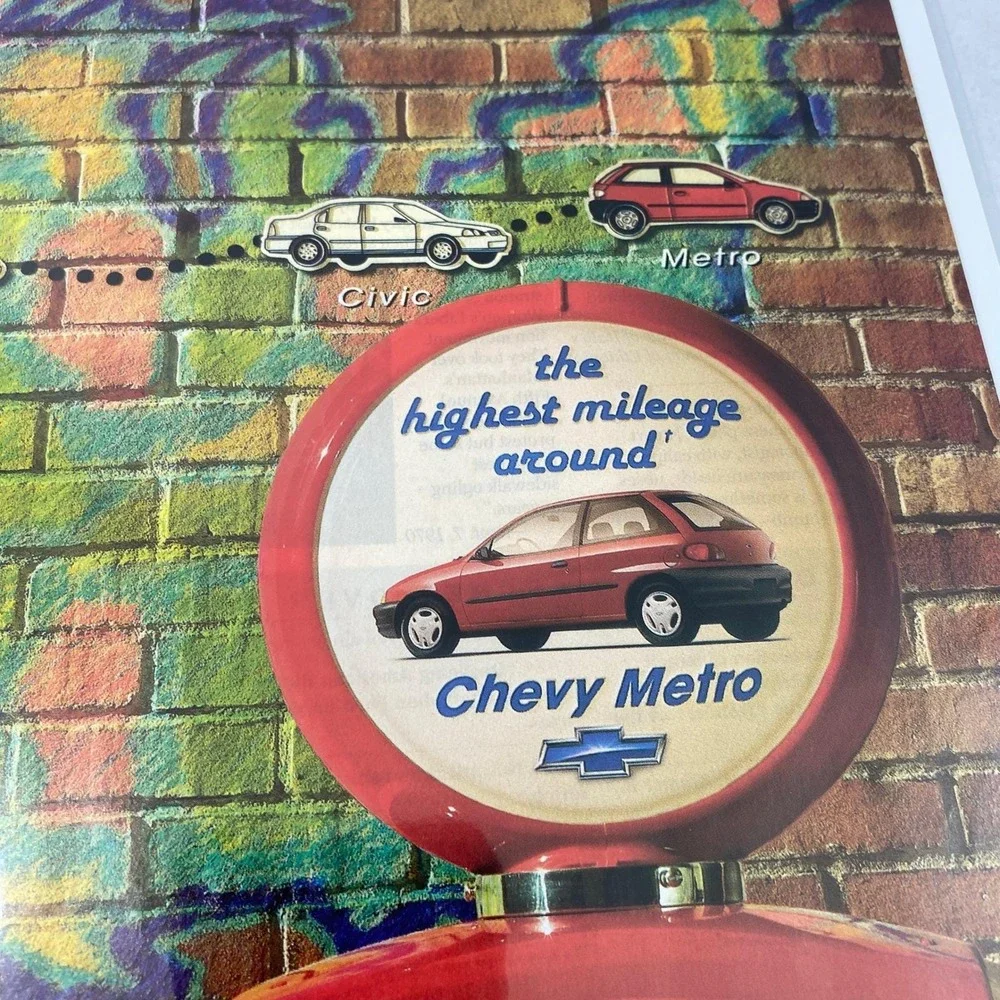 Vintage Print Ad 90's Chevy Metro Car Genuine Magazine Advertisement Ephemera